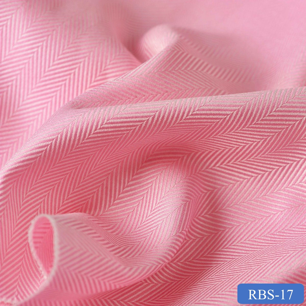 RBS 17 Pink Herringbone Super Fine 2-ply Cotton Shirting Fabric