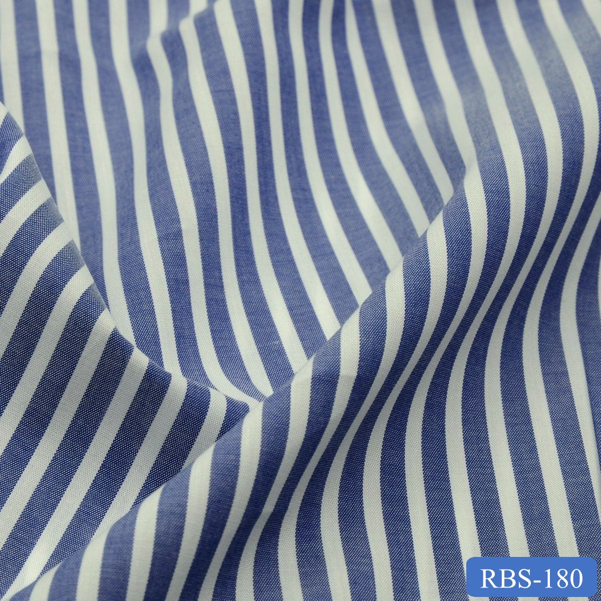 RBS 180 Blue Stripe Super Fine 2-ply Cotton Shirting Fabric