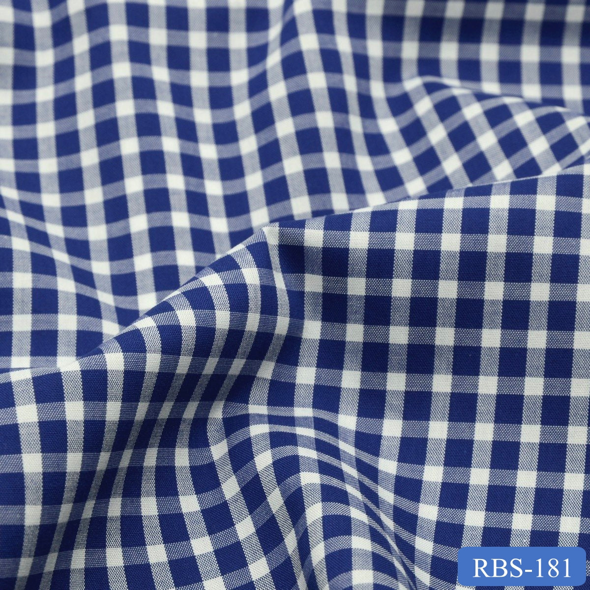 RBS 181 Blue Check Super Fine 2-ply Cotton Shirting Fabric