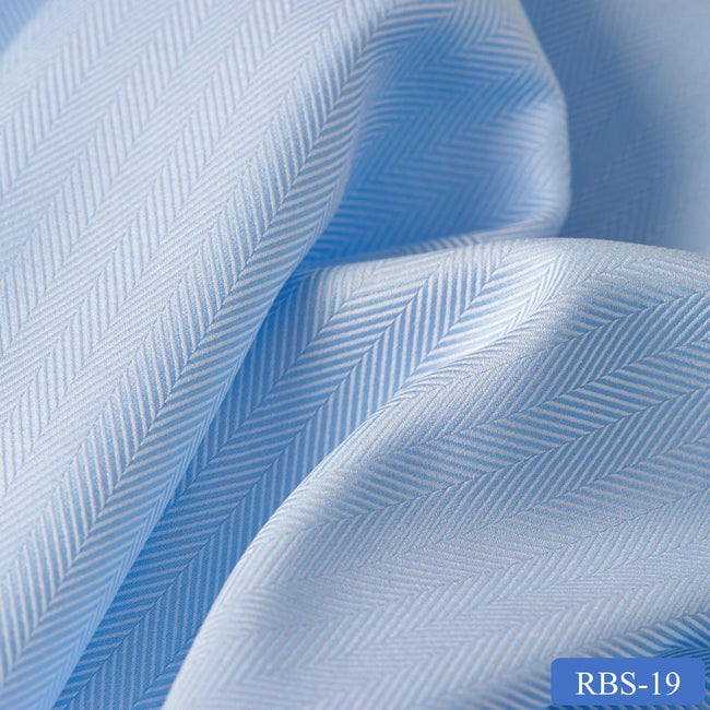 RBS 19 Blue Herringbone Super Fine 2-ply Cotton Shirting Fabric