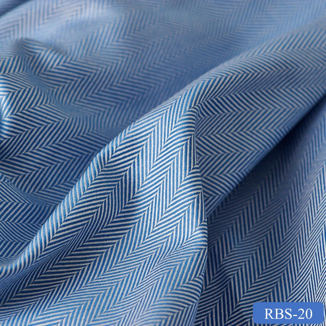 RBS 20 Blue Herringbone Super Fine 2-ply Cotton Shirting Fabric