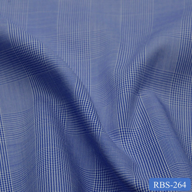 RBS 264 Blue Check Super Fine 2-ply Cotton Shirting Fabric