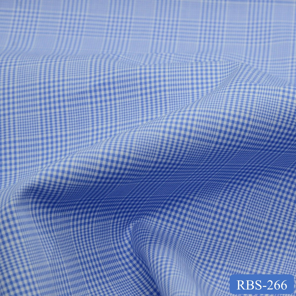 RBS 266 Blue Check Super Fine 2-ply Cotton Shirting Fabric