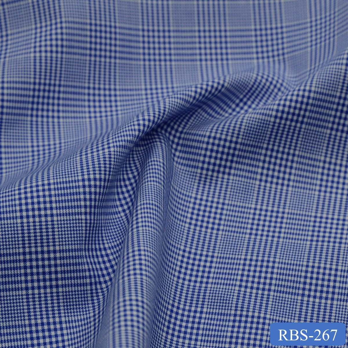 RBS 267 Blue Check Super Fine 2-ply Cotton Shirting Fabric