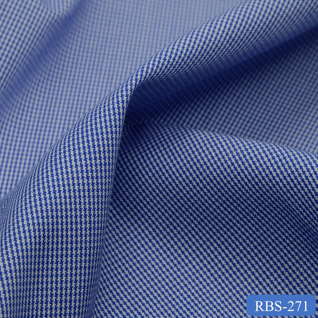 RBS 271 Blue Houndstooth Super Fine 2-ply Cotton Shirting Fabric