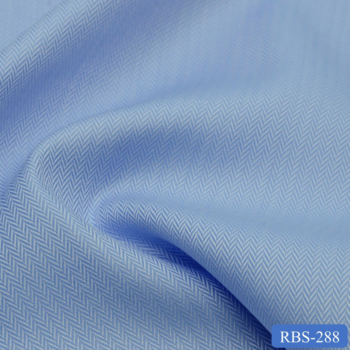 RBS 288 Blue Herringbone Super Fine 2-ply Cotton Shirting Fabric