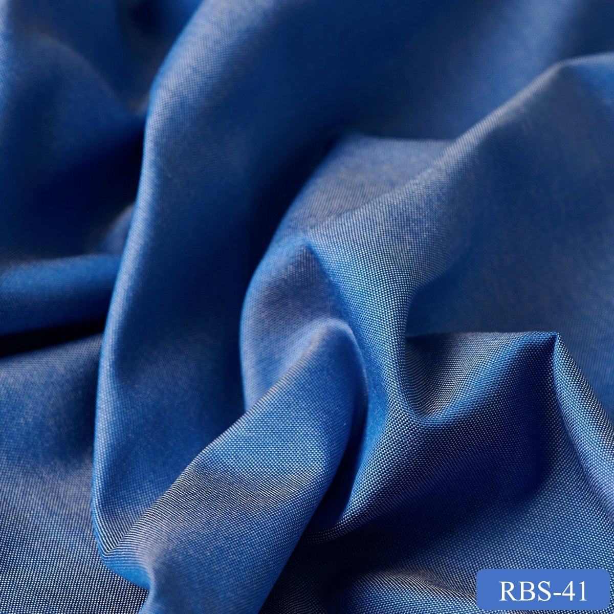 RBS 41 Blue Plain Super Fine 2-ply Cotton Shirting Fabric