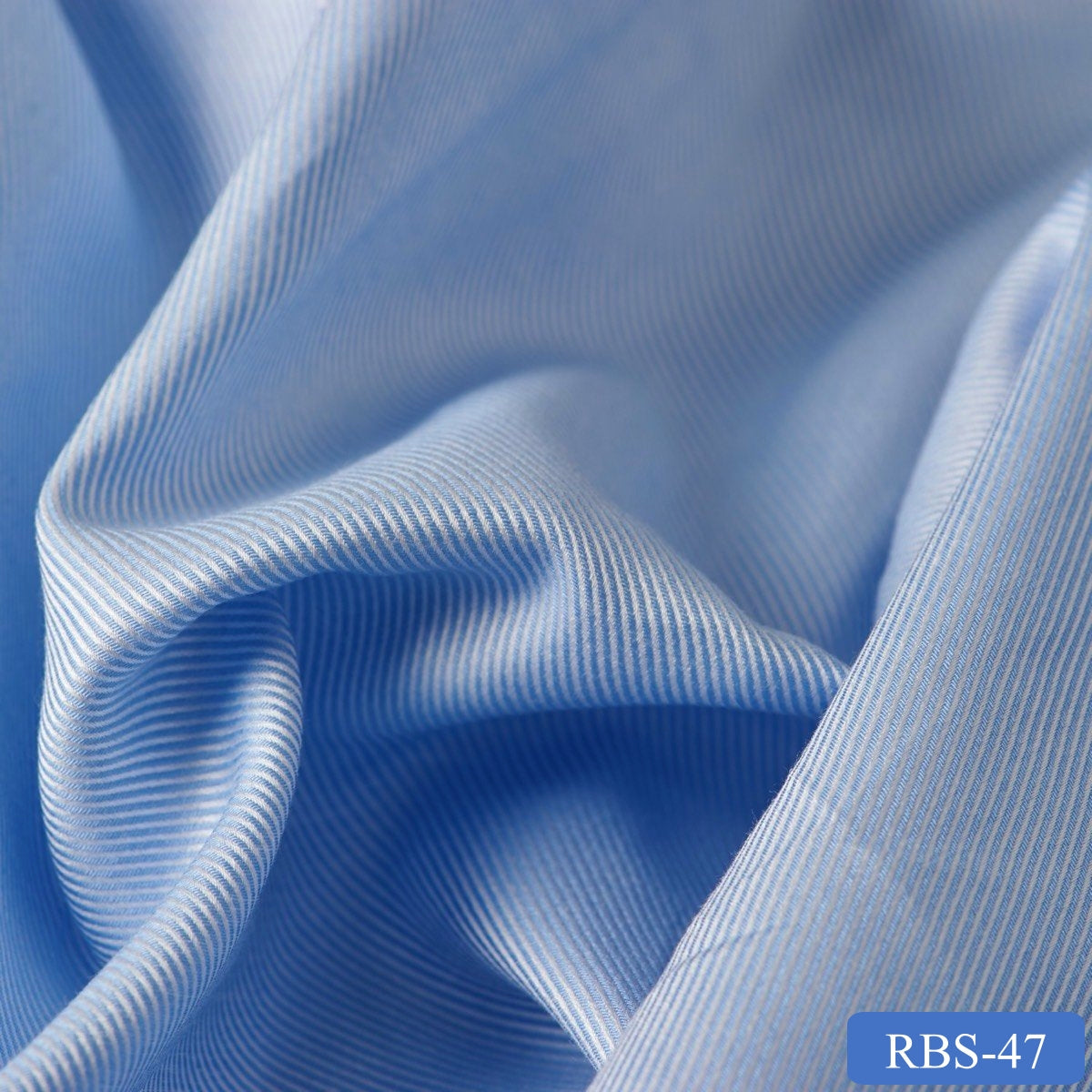 RBS 47 Blue Plain Super Fine 2-ply Cotton Shirting Fabric