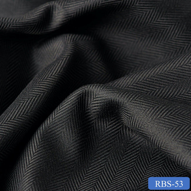 RBS 53 Black Herringbone Super Fine 2-ply Cotton Shirting Fabric