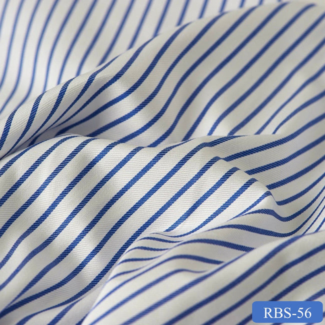 RBS 56 Blue Stripe Super Fine 2-ply Cotton Shirting Fabric