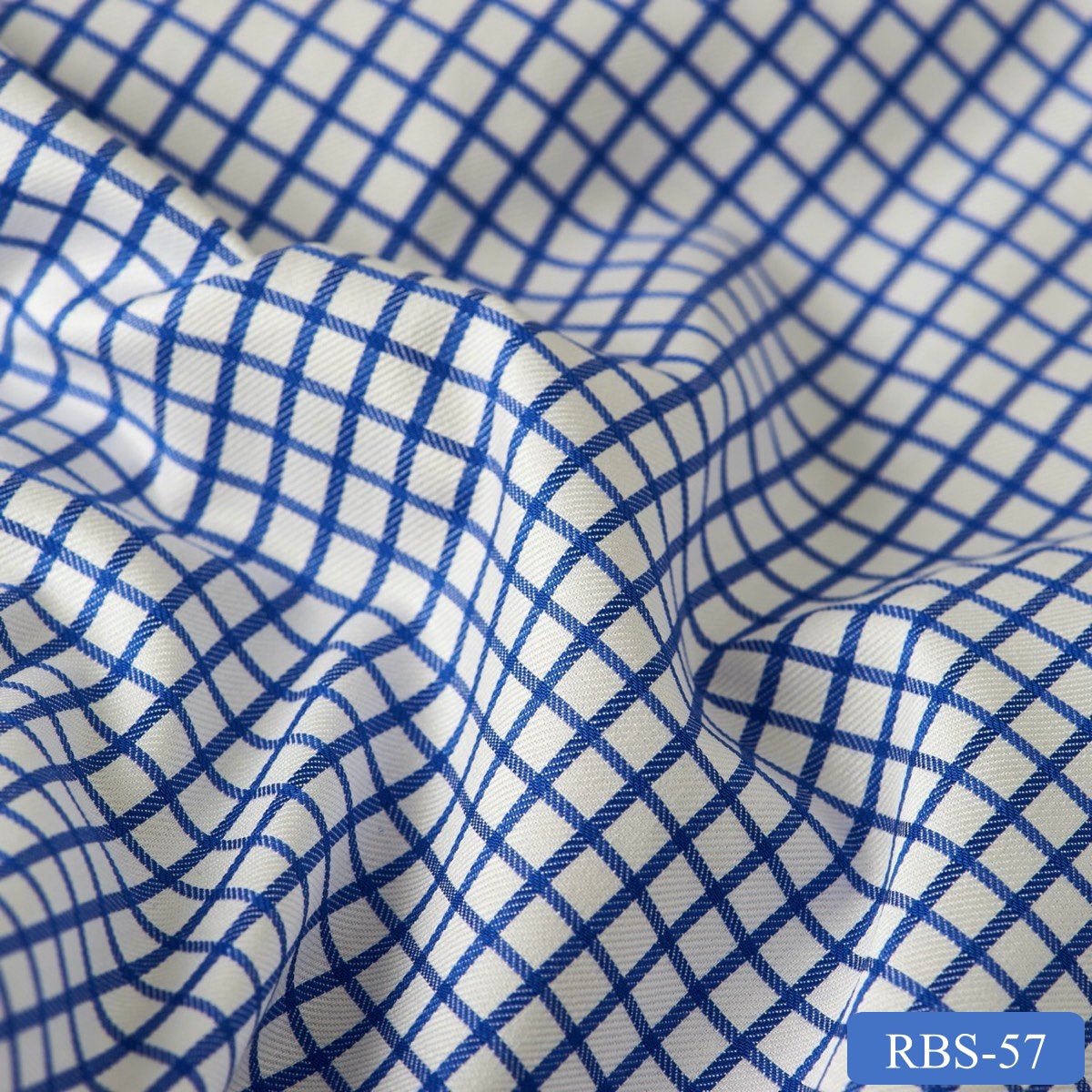 RBS 57 Blue Check Super Fine 2-ply Cotton Shirting Fabric