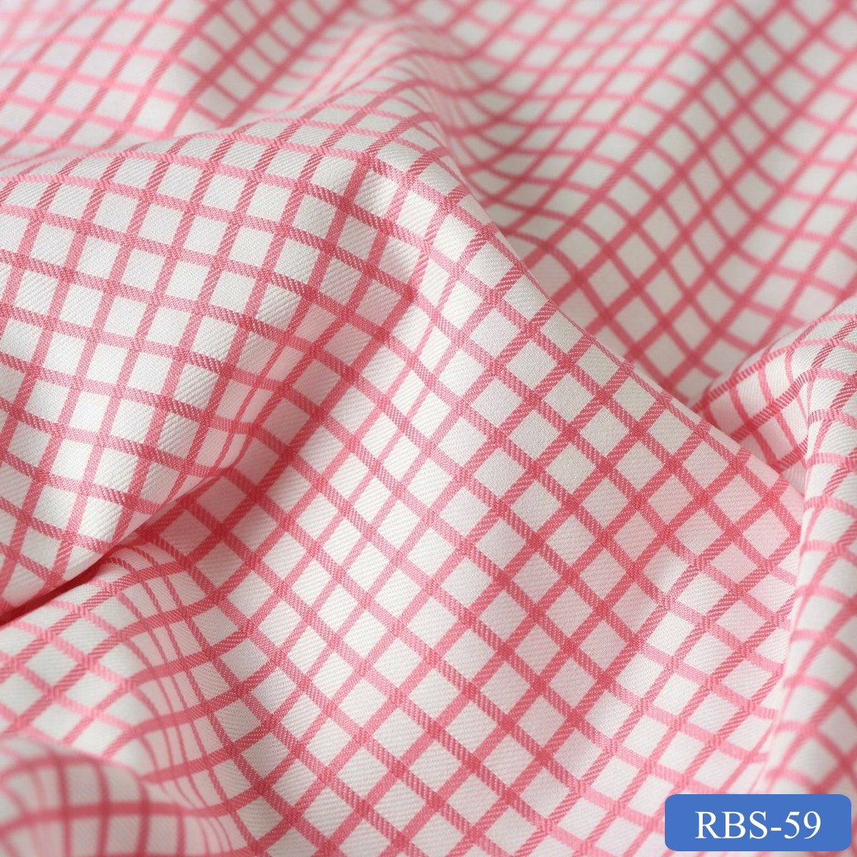 RBS 59 Pink Check Super Fine 2-ply Cotton Shirting Fabric