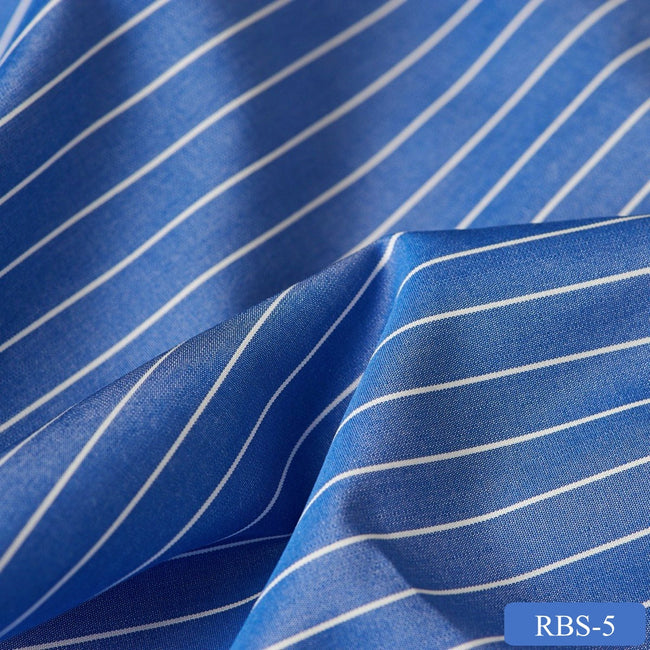 RBS 5 Blue Stripe Super Fine 2-ply Cotton Shirting Fabric