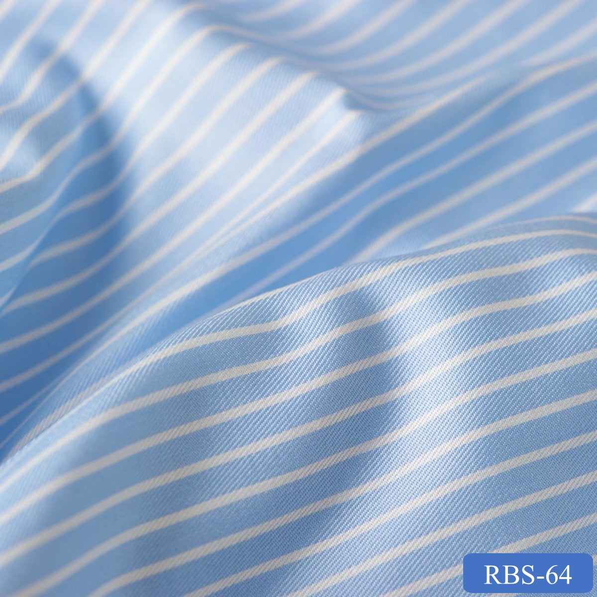 RBS 64 Blue Stripe Super Fine 2-ply Cotton Shirting Fabric