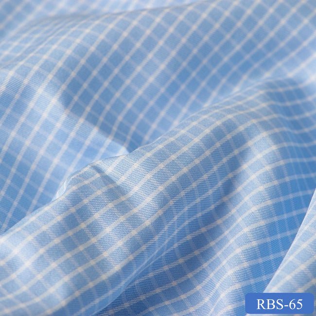 RBS 65 Blue Check Super Fine 2-ply Cotton Shirting Fabric