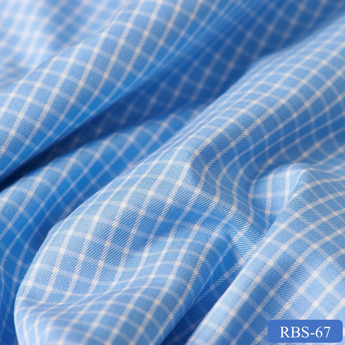 RBS 67 Blue Check Super Fine 2-ply Cotton Shirting Fabric