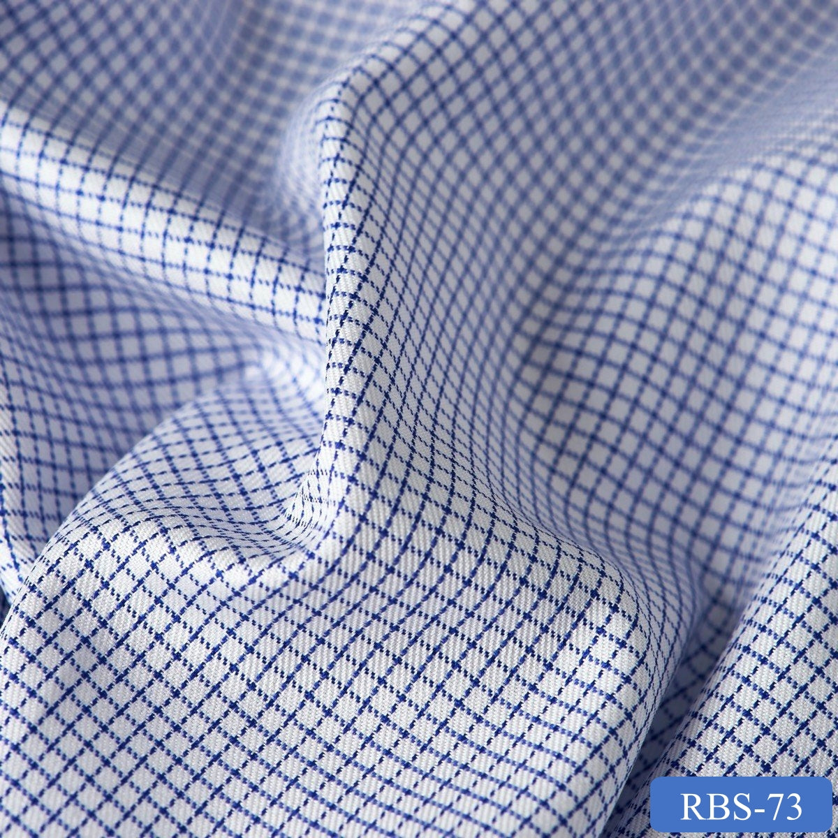 RBS 73 Blue Check Super Fine 2-ply Cotton Shirting Fabric