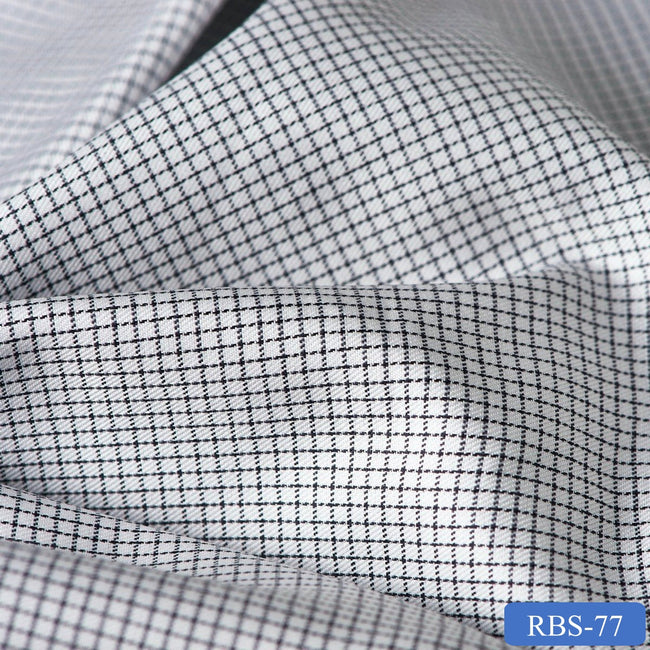 RBS 77 Black Check Super Fine 2-ply Cotton Shirting Fabric