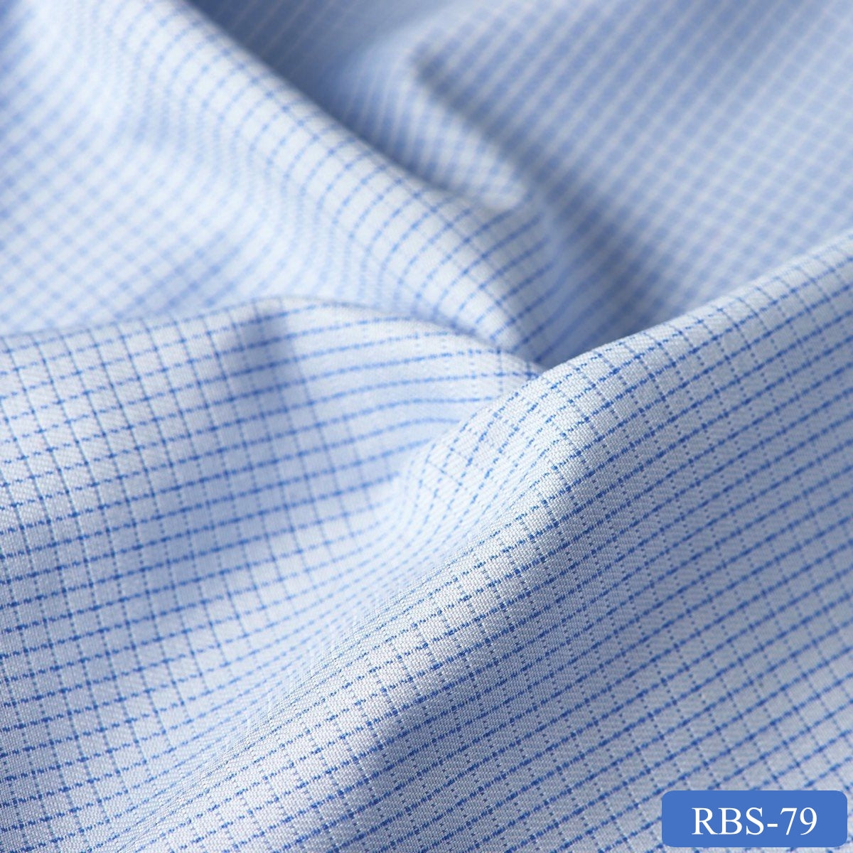 RBS 79 Blue Check Super Fine 2-ply Cotton Shirting Fabric