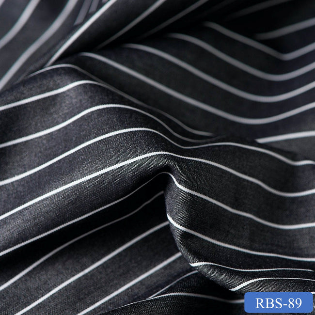 RBS 89 Black Stripe Super Fine 2-ply Cotton Shirting Fabric