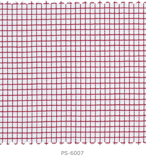 S6007/N3-34553 White with Red Check Fine Giza Cotton Shirting Fabric