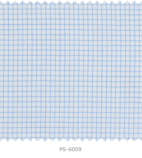 S6009/N3-34555 White with Light Blue Check Fine Giza Cotton Shirting Fabric