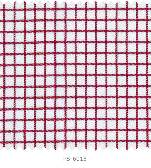 S6015/N3-34563 White with Red Check Fine Giza Cotton Shirting Fabric