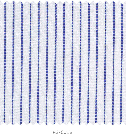 S6018/N3-34566 White with Royal Blue Stripe Fine Giza Cotton Shirting Fabric