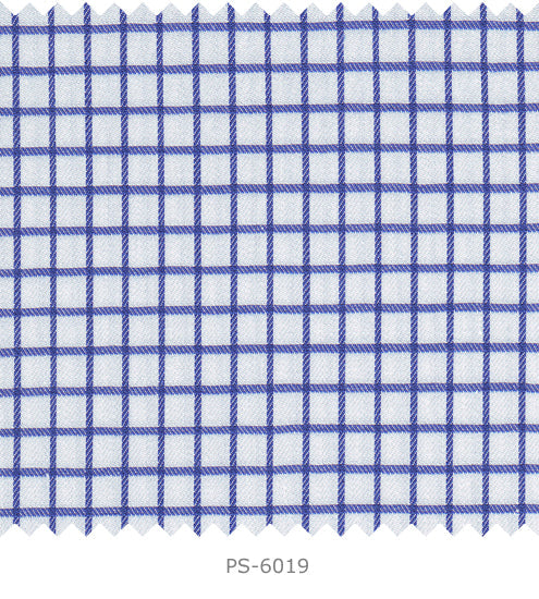 S6019/N3-34567 White with Royal Blue Check Fine Giza Cotton Shirting Fabric