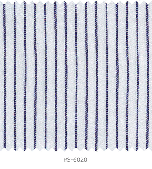 S6020/N3-34568 White with Dark Blue Stripe Fine Giza Cotton Shirting Fabric