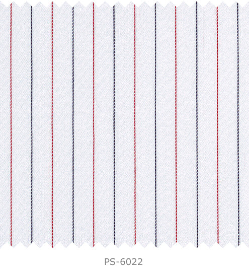 S6022/N3-34576 White with Black and Red Stripe Fine Giza Cotton Shirting Fabric