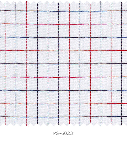 S6023/N3-34577 White with Black and Red Check Fine Giza Cotton Shirting Fabric