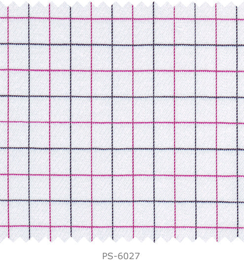 S6027/N3-34581 White with Black and Pink Check Fine Giza Cotton Shirting Fabric