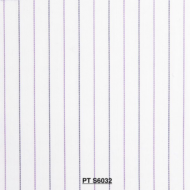 S6032/N3-34582 White with Black and Purple Stripe Fine Giza Cotton Shirting Fabric