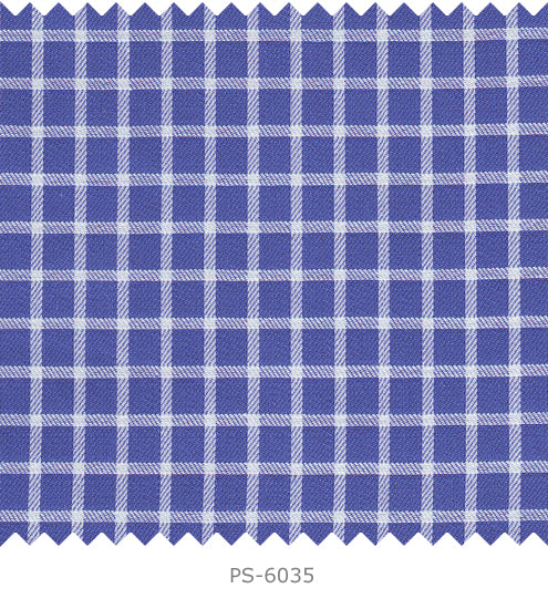 S6035/N3-34614 Royal Blue with White Check Fine Giza Cotton Shirting Fabric