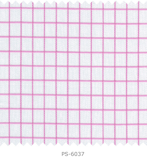 S6037/N3-34561 White with Pink Check Fine Giza Cotton Shirting Fabric