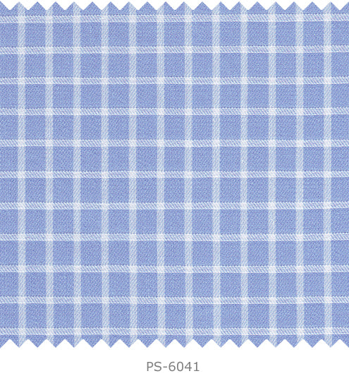 S6041/N3-34610 Light Blue with White Check Fine Giza Cotton Shirting Fabric