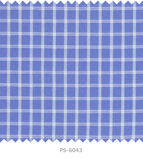 S6043/N3-34612 Blue with White Check Fine Giza Cotton Shirting Fabric