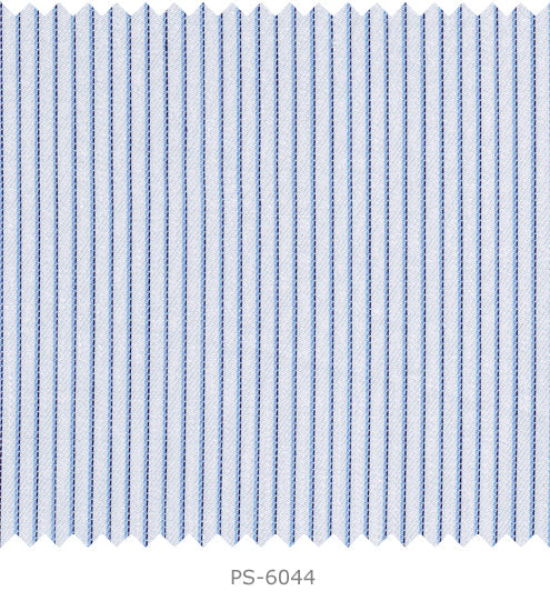 S6044/N3-34591 White with Blue Stripe Fine Giza Cotton Shirting Fabric