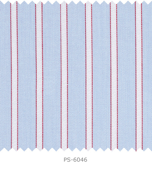 S6046/N3-34593 Light Blue with Red and White Stripe Fine Giza Cotton Shirting Fabric