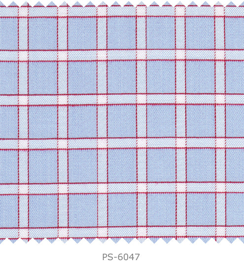 S6047/N3-34594 Light Blue with Red and White Check Fine Giza Cotton Shirting Fabric