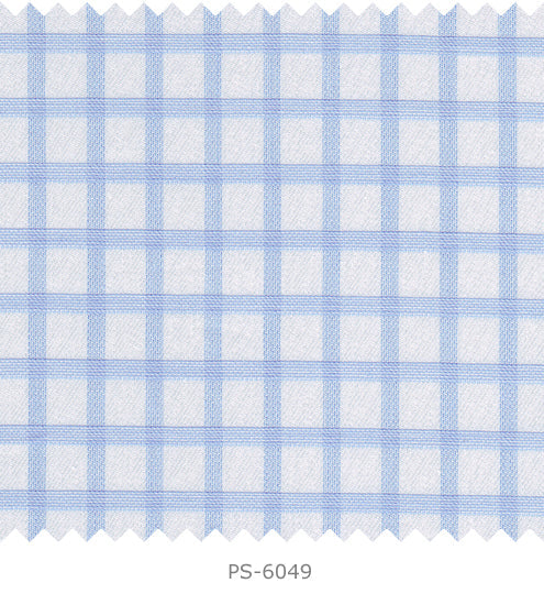 S6049/N3-34596 White with Blue Check Check Fine Giza Cotton Shirting Fabric