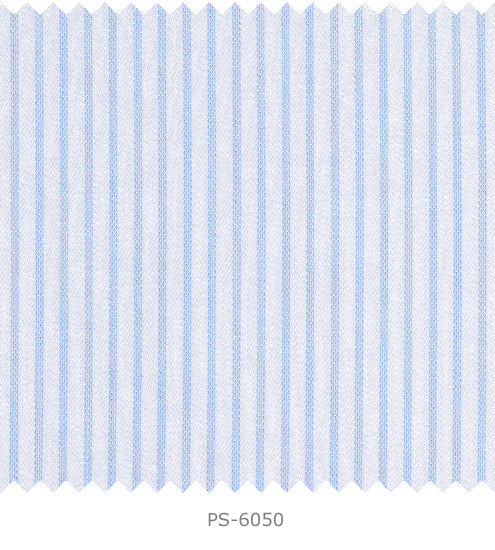 S6050/N3-34597 White with Blue Stripe Stripe Fine Giza Cotton Shirting Fabric