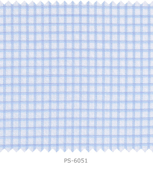 S6051/N3-34598 White with Small Blue Check Fine Giza Cotton Shirting Fabric