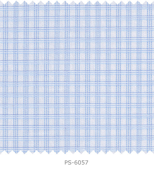 S6057/N3-34600 White with Blue Check Fine Giza Cotton Shirting Fabric