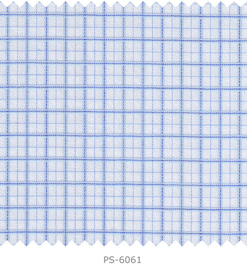 S6061/N3-34602 White with Blue Check Fine Giza Cotton Shirting Fabric