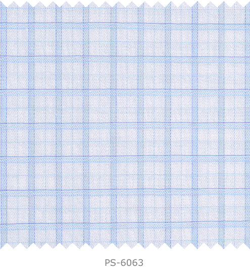 S6063/N3-34604 White with Blue Check Fine Giza Cotton Shirting Fabric