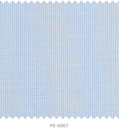 S6067/N3-34616 White with Light Blue Small Check Fine Giza Cotton Shirting Fabric