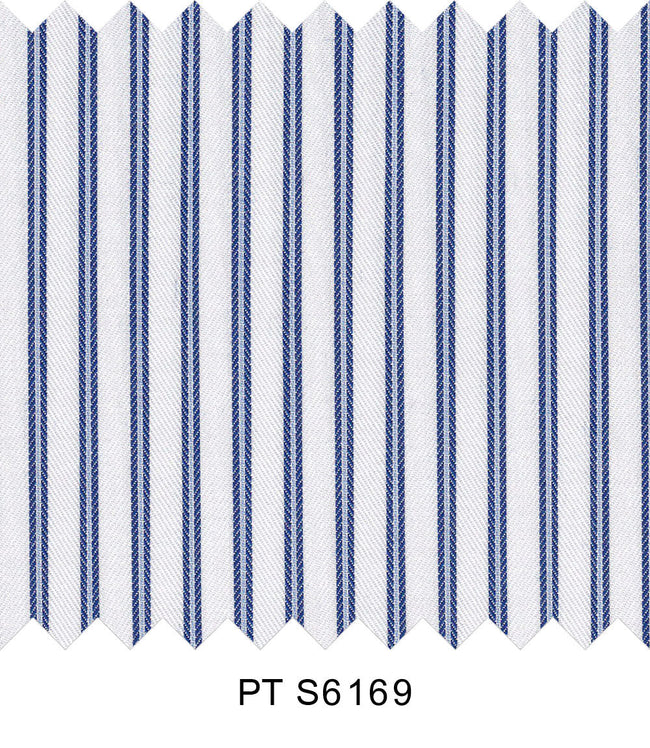 S6169/N3-34484 Navy and Light Blue On White Fine Giza Cotton Shirting Fabric