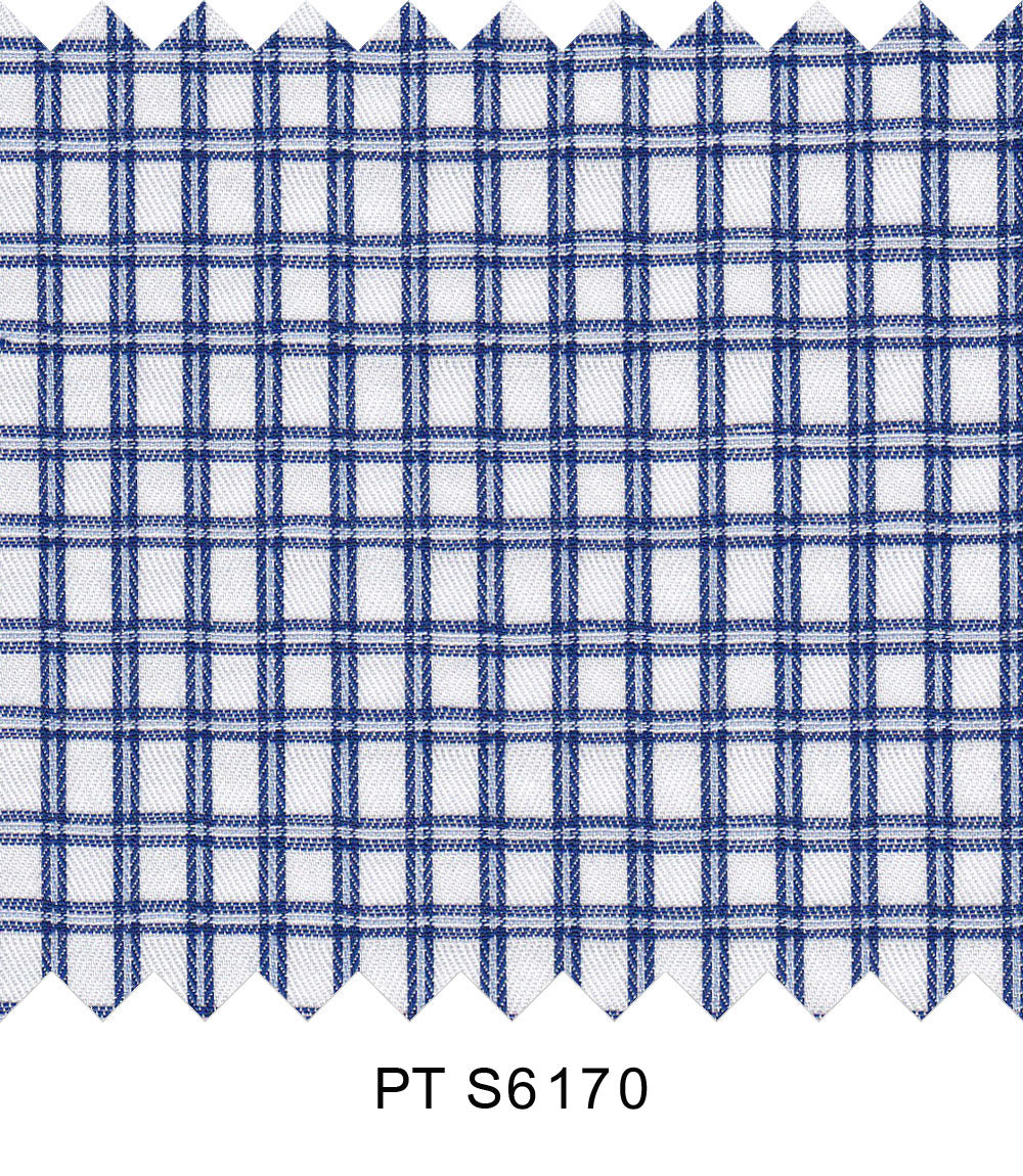 S6170/N3-34485 Navy and Light Blue On White Fine Giza Cotton Shirting Fabric